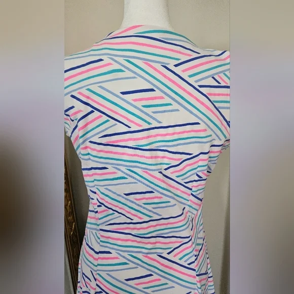 MAHI GOLD Ryder Dress in Chatham Cloth: Chart Your Course in Peony Pink. Size M - Picture 7 of 10